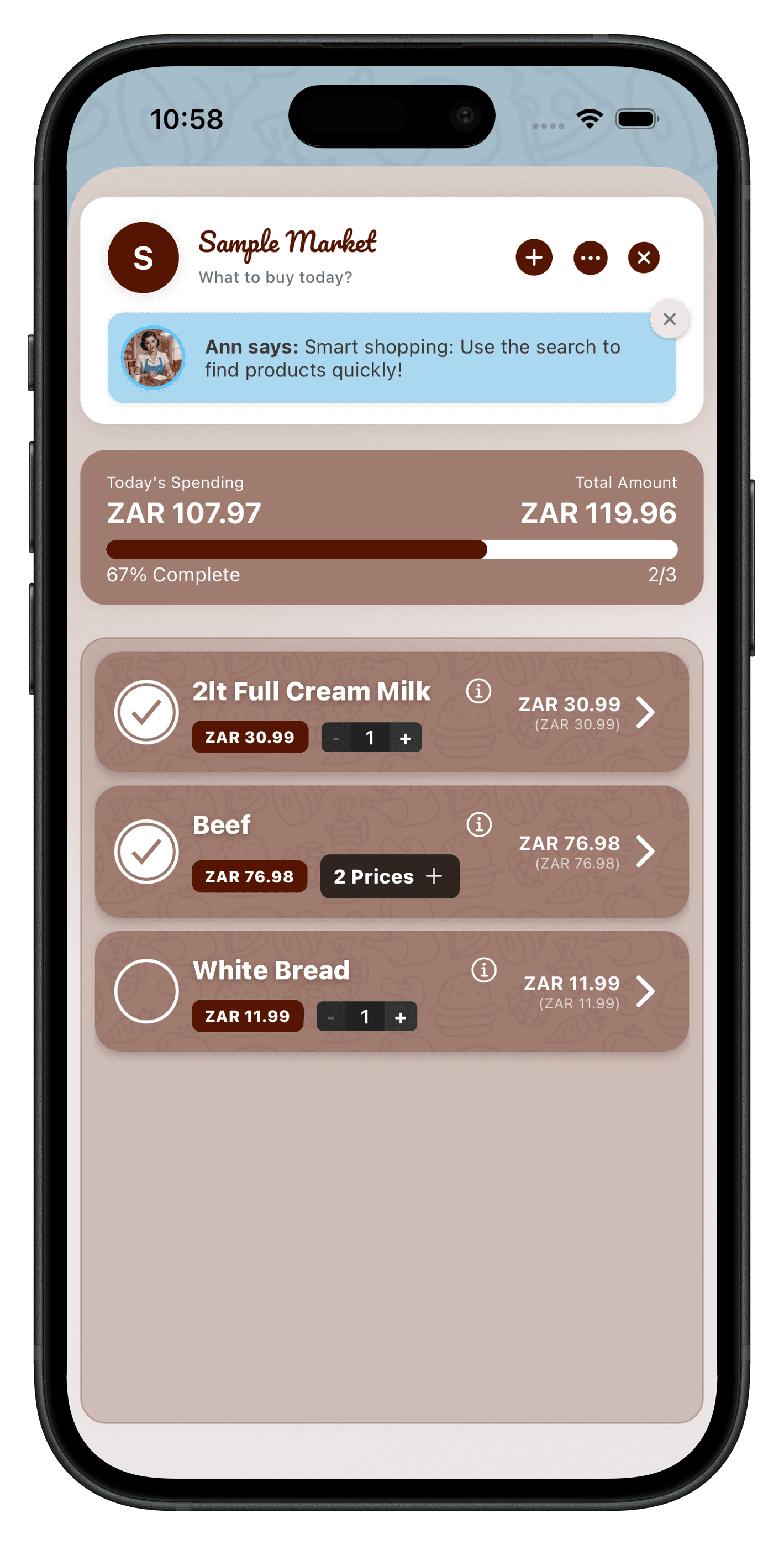 Store Lists Screenshot