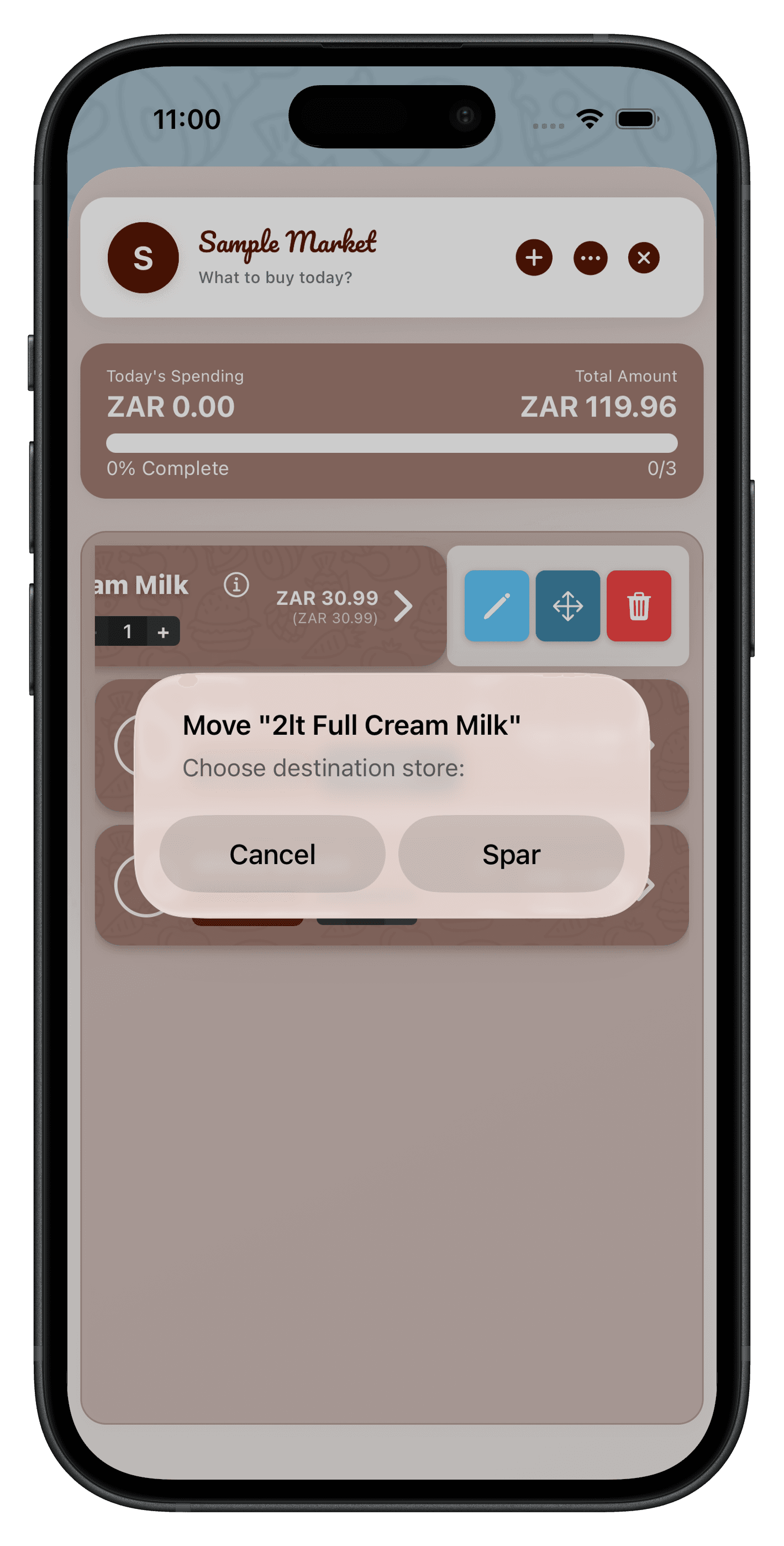 Today's List Screenshot